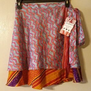 Darn Good Yarn Colorful Sari Silk Wrap Skirt